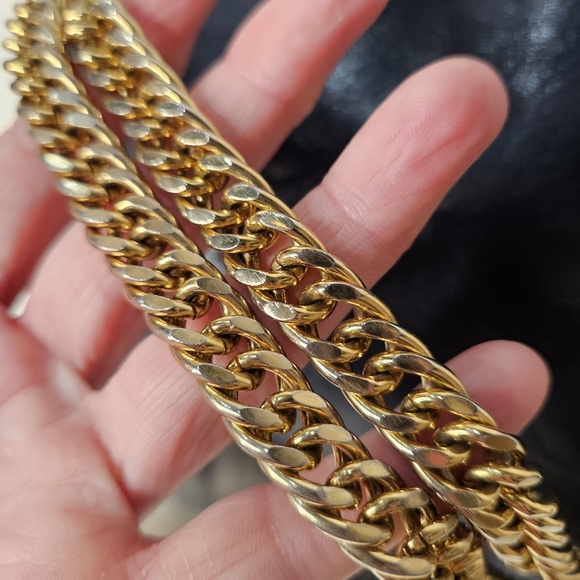 Vintage Ruth Saltz cougar head navy blue gold chain strap - Picture 6 of 13